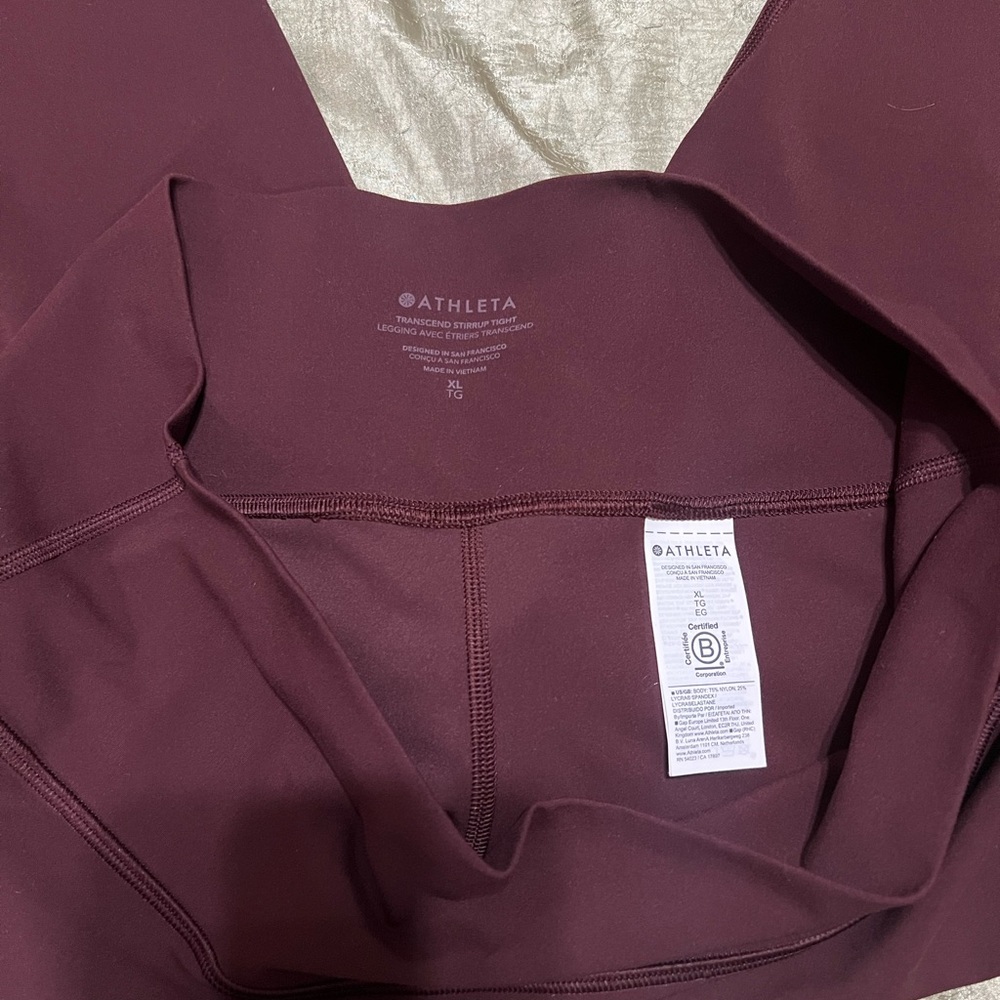 Athleta Transcend High Rise Stirrup Maroon Legging Pant Size XL - Picture 9 of 10
